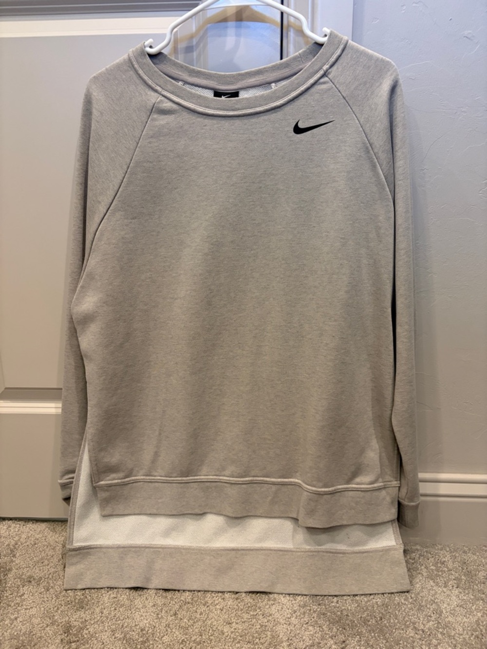 Nike Light Grey women’s  Crewneck Sweatshirt with Black Swoosh